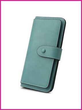 RFID Blocking Synthetic Leather Trifold Wallet 14 Card Slots Zipper Pocket